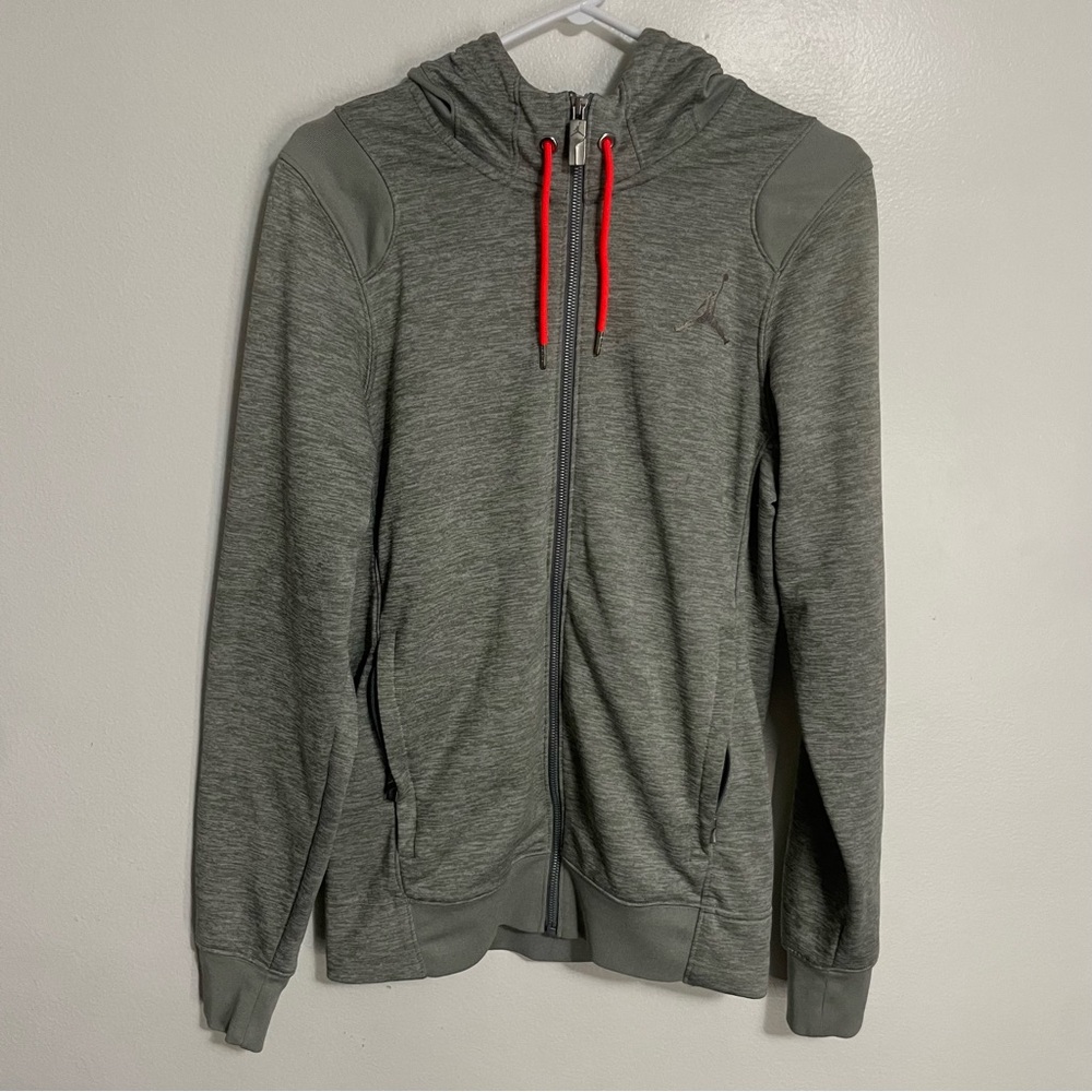 Vintage Jordan Heather Grey Full Zip-Up Hoodie Size Small